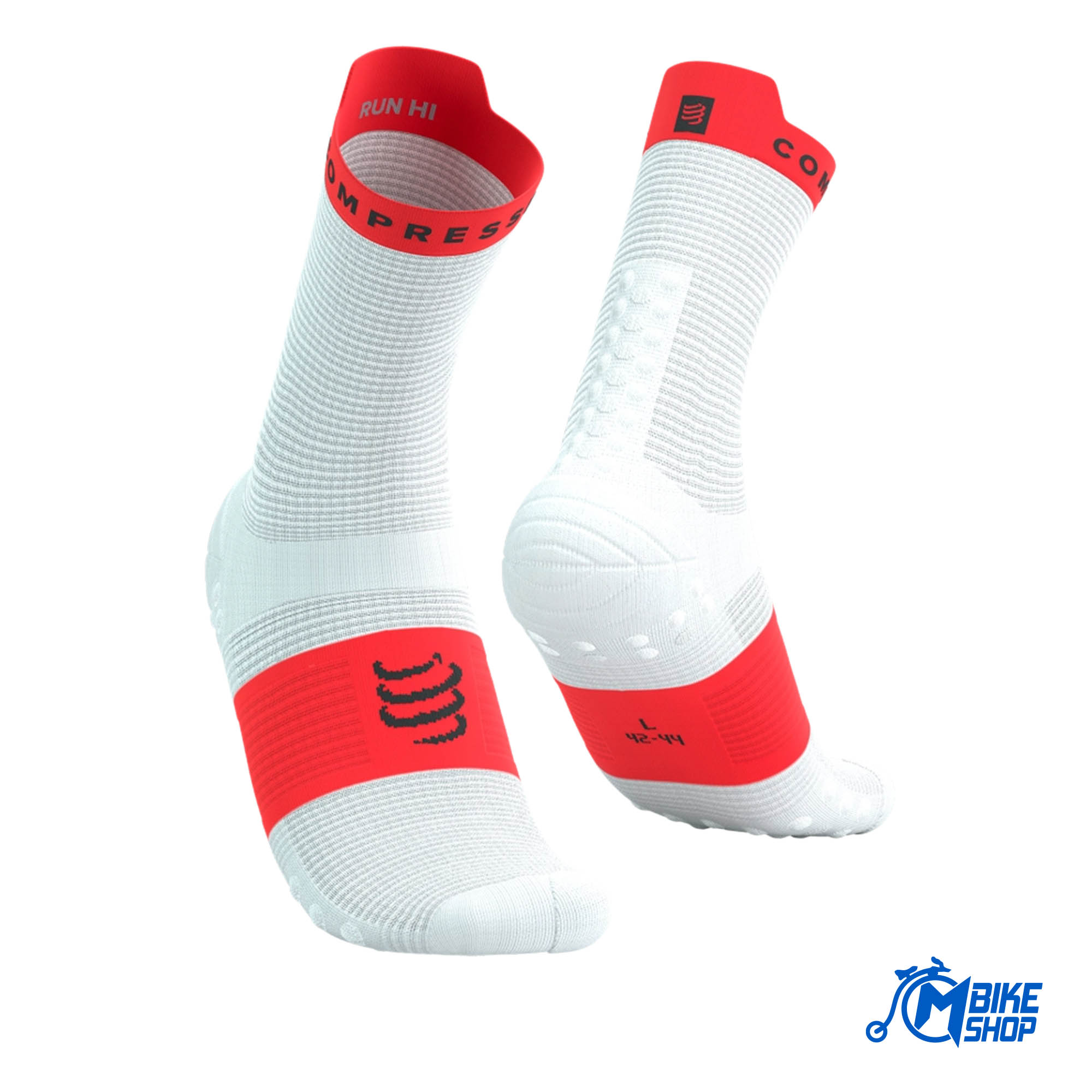 Čarape COMPRESSPORT Pro Racing V4.0 Run Hight White/Flou Red - Image 5