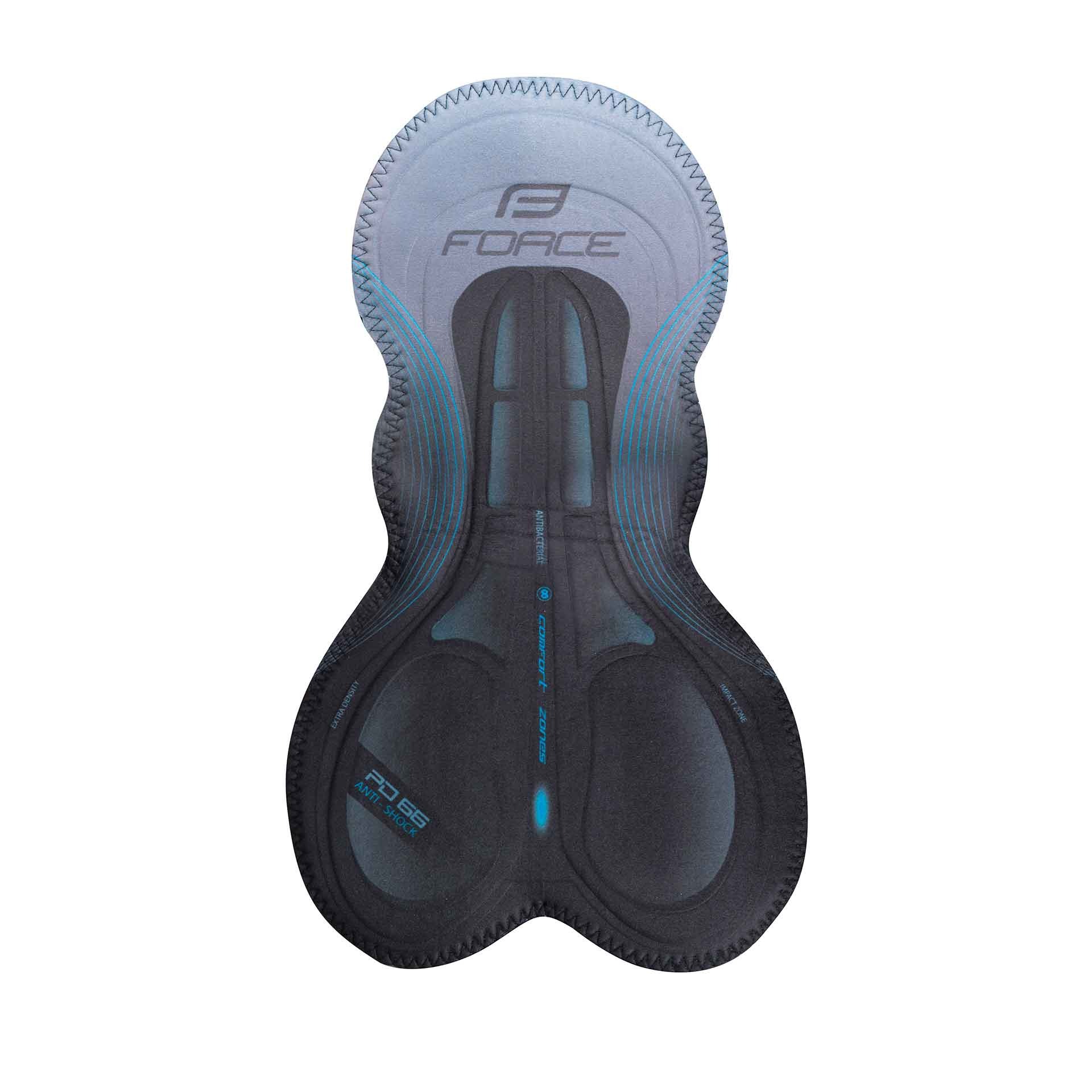 Biciklističke gaće sa umetkom FORCE B51 Black/Blue - Image 3