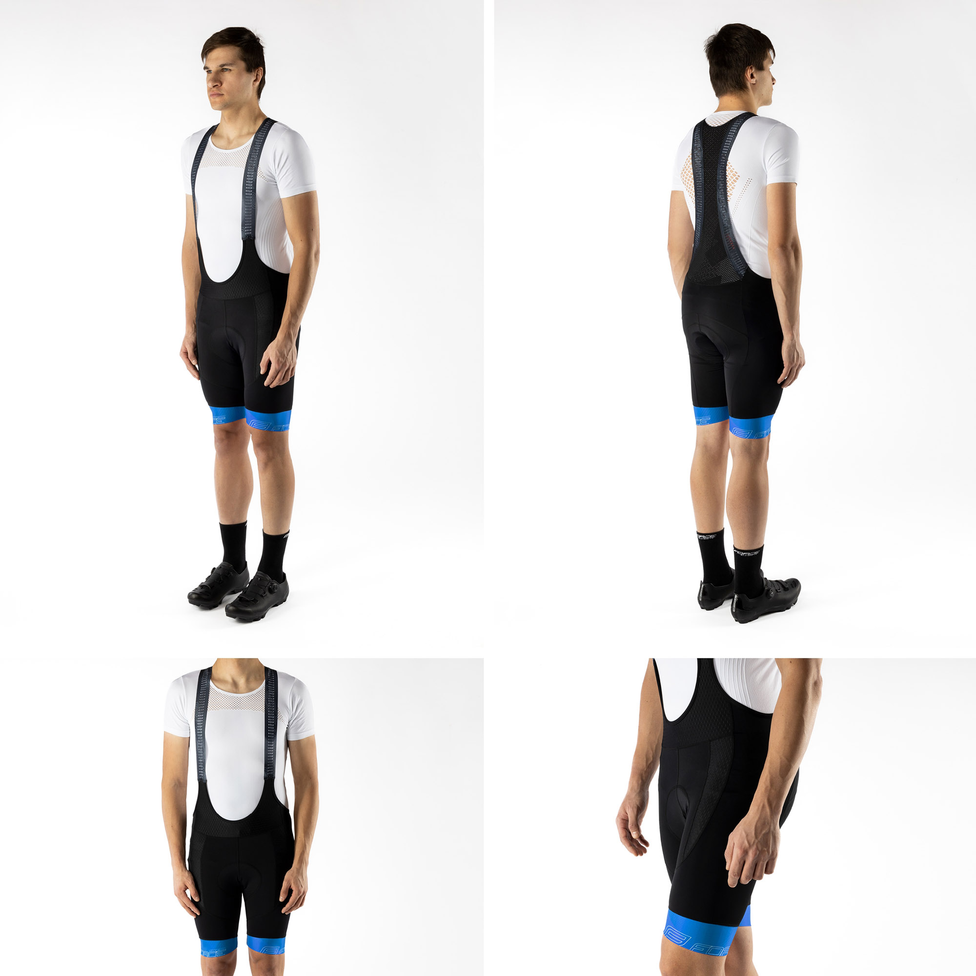 Biciklističke gaće sa tregerima FORCE Stripe sa umetkom Black/Blue - Image 9