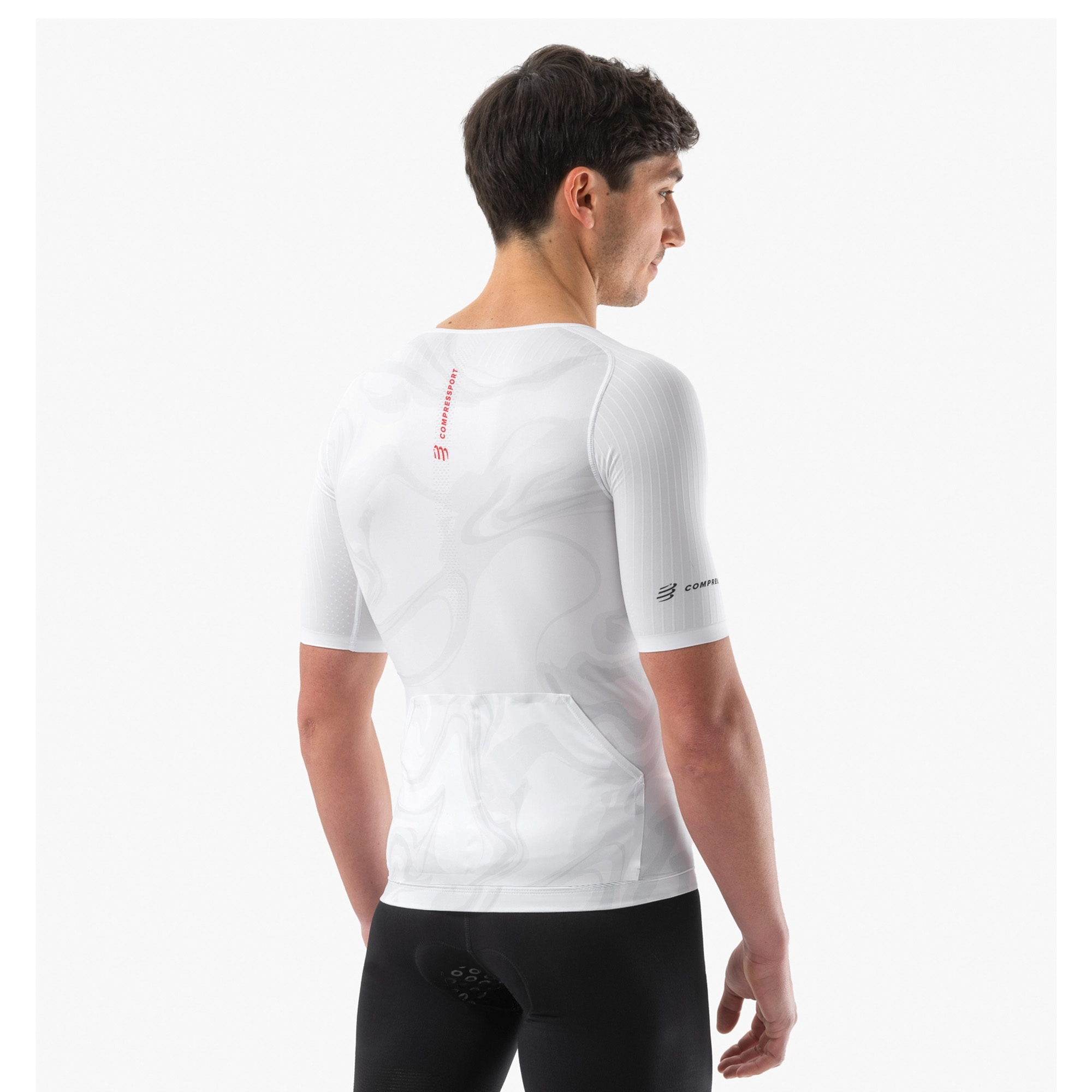 Majica COMPRESSPORT Tri Postural Aero SS Top White Print - Image 4