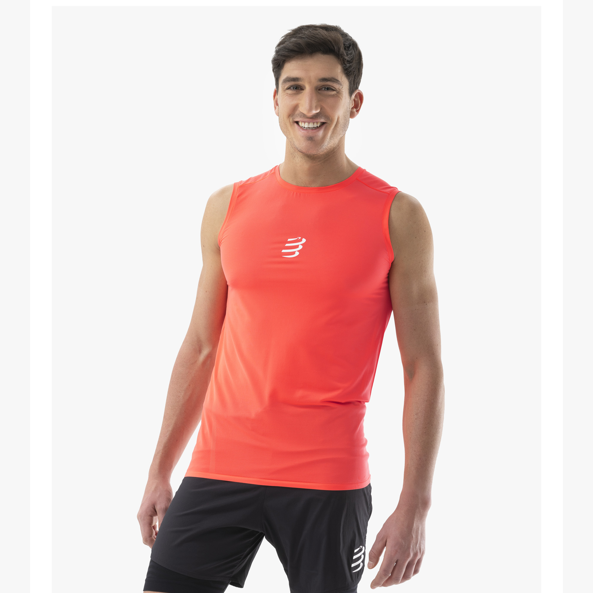 Majica COMPRESSPORT Trail Racing Tank Flou Red - Image 3