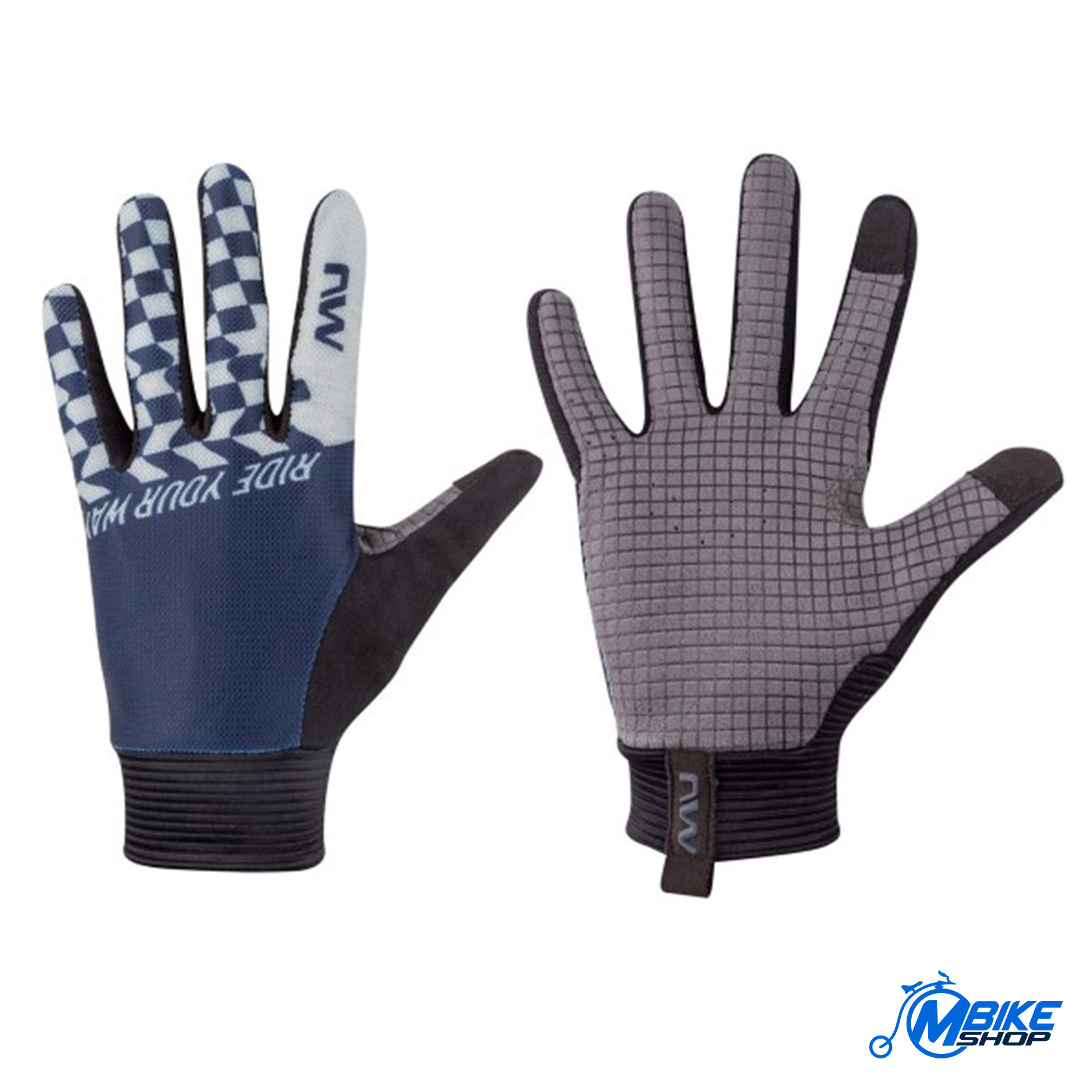 Rukavice NORTHWAVE Air LF Full Finger Deep Blue/Light Grey - Image 2
