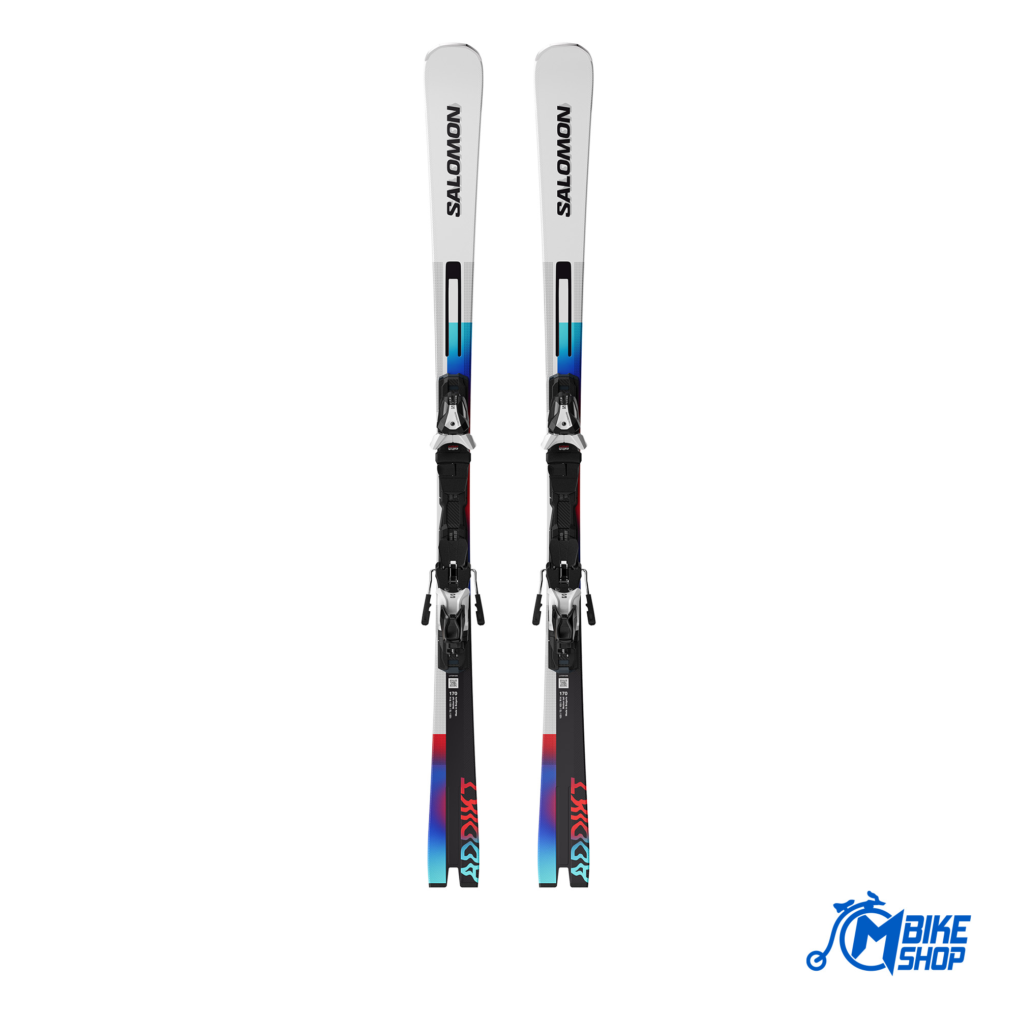 Skije SALOMON Set Addikt PRO White/Black/Pastel Neon Blue + MI12 GW F80 - Image 5