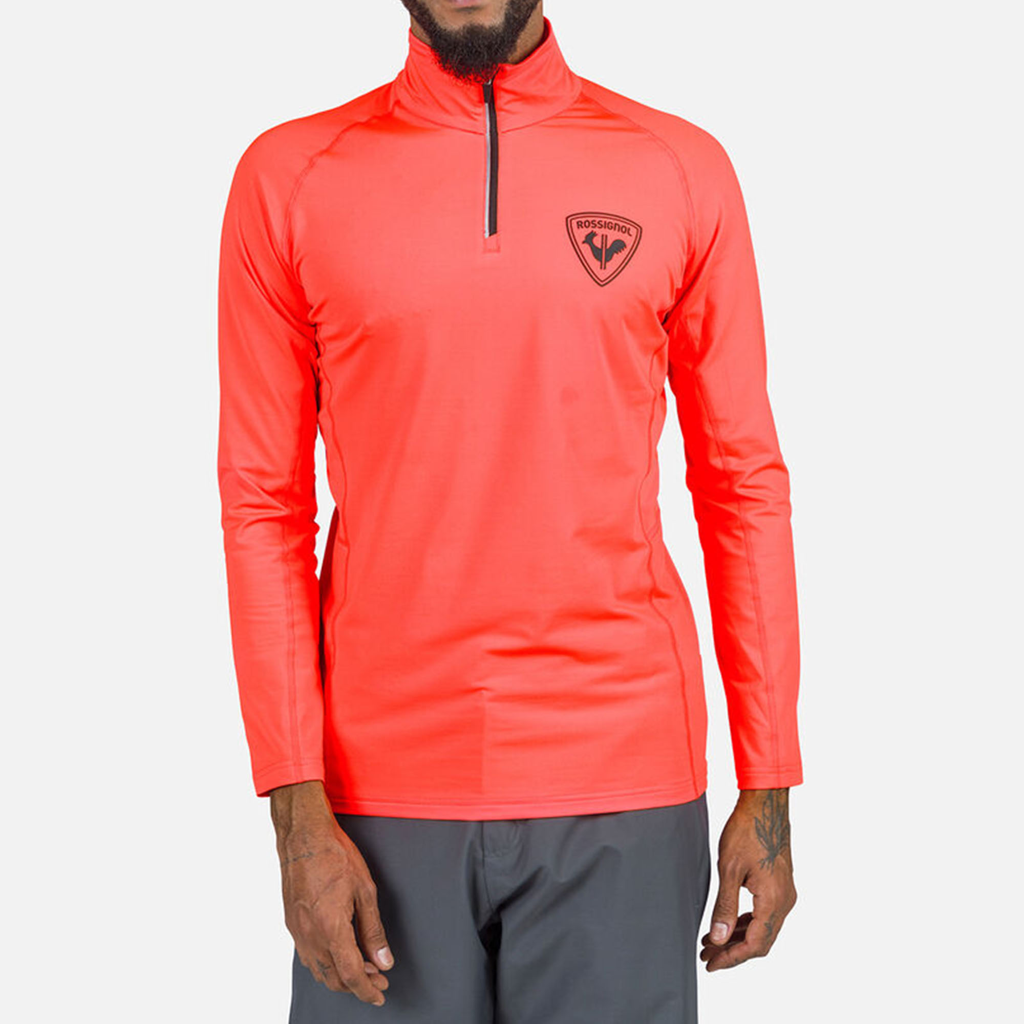 Majica ROSSIGNOL New Hero Classique Half Zip Neon Red - Image 4