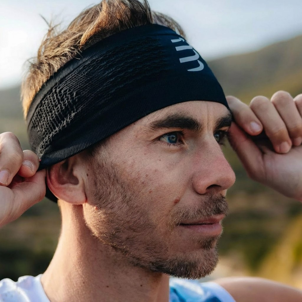 Znojnica za glavu COMPRESSPORT On/Off Black/White - Image 2