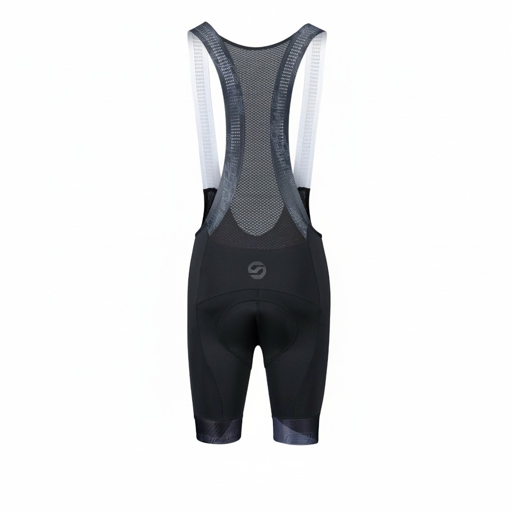 Biciklističke gaće FORCE F Stripe S tregerima Sa umetkom Black/Grey - Image 2