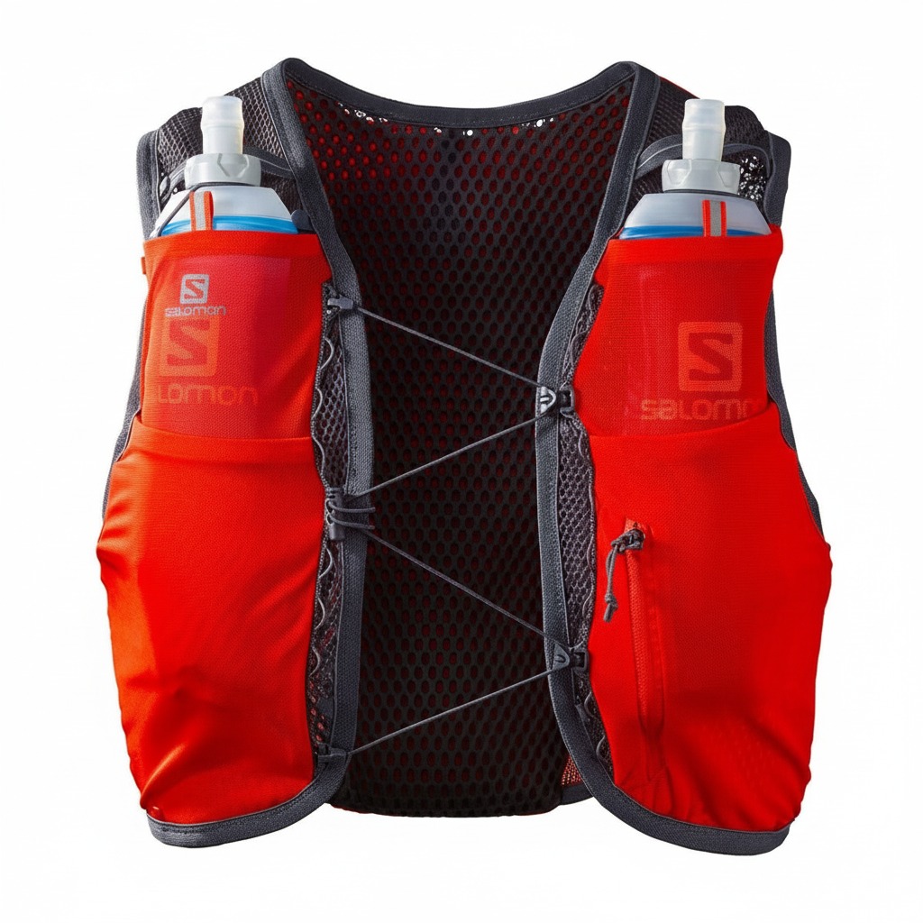 Prsluk SALOMON + Bidon Active Skin 8 SET Fiery Red/Ebony - Image 2